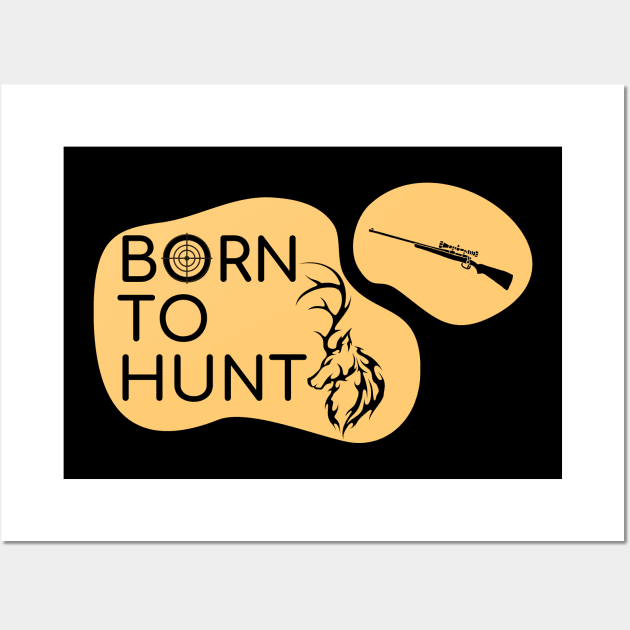 Born To Hunt Forced To Work | Wild Deer Silhouette | Rifle Scope Graphic Wall Art by Nonconformist